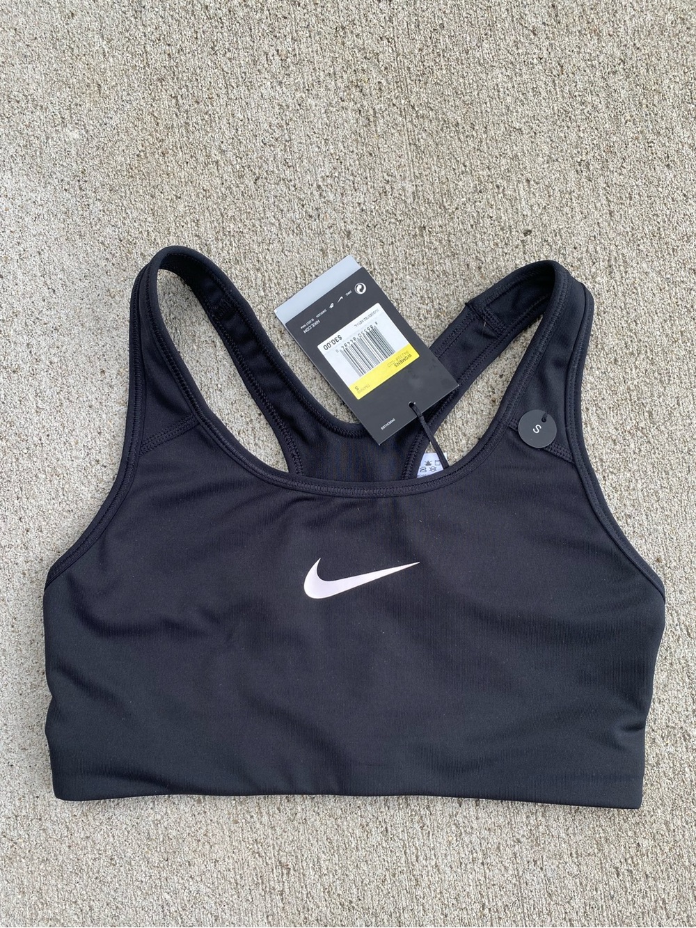 Nike Black Sports Bra with White Swoosh - Women's